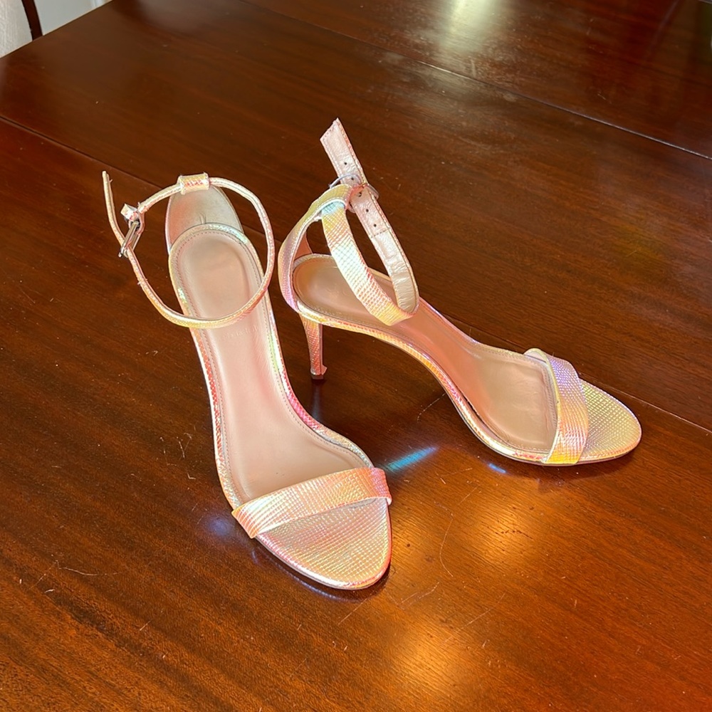 J. Crew Ankle Strap Sandal Size 7 Iridescent Snake Embossed Leather